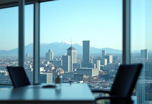 Zurich skyline view from an office window, symbolizing career aspirations.